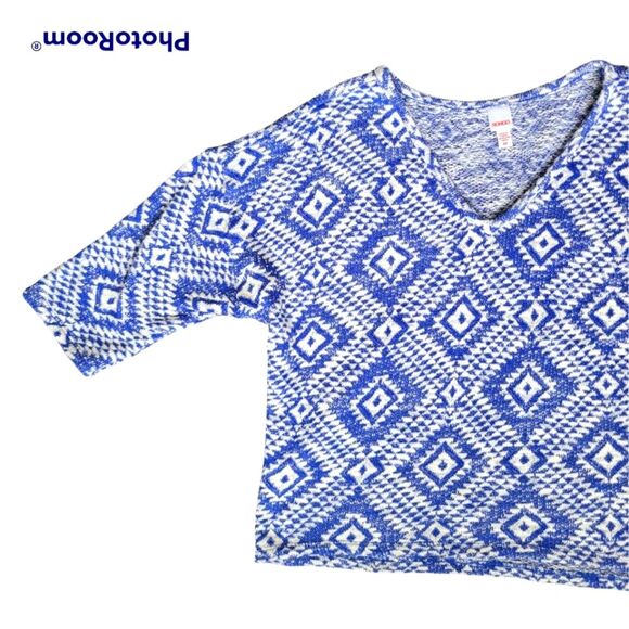 BONGO Tops - BONGO Blue&White Cropped, 1/2 Sleeve, M
